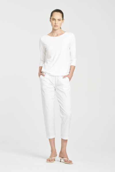 Mela Purdie - F01 2630 Relaxed Boat Neck Top - White