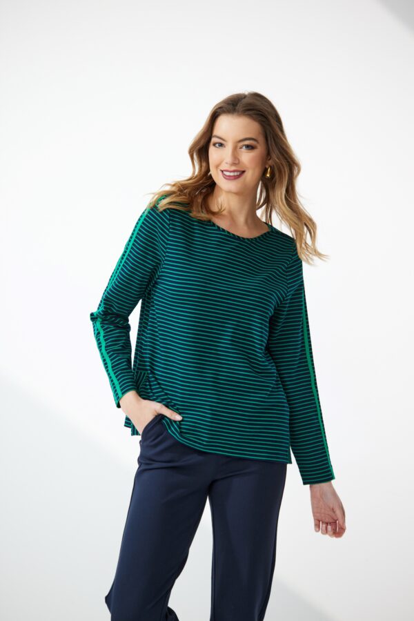 NEWPORT- Monica Stripe Top 29341 Navy/Green