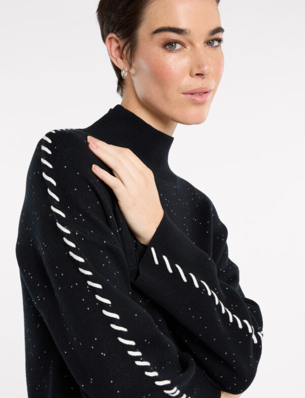 Marco Polo -Fleck Knit Sweater YTMP3602 - Black - Image 2