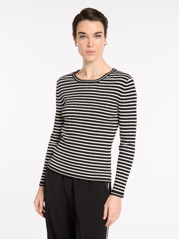 Marco Polo - Fine Stripe Rib Knit YTMP3623 - Black/Ivory