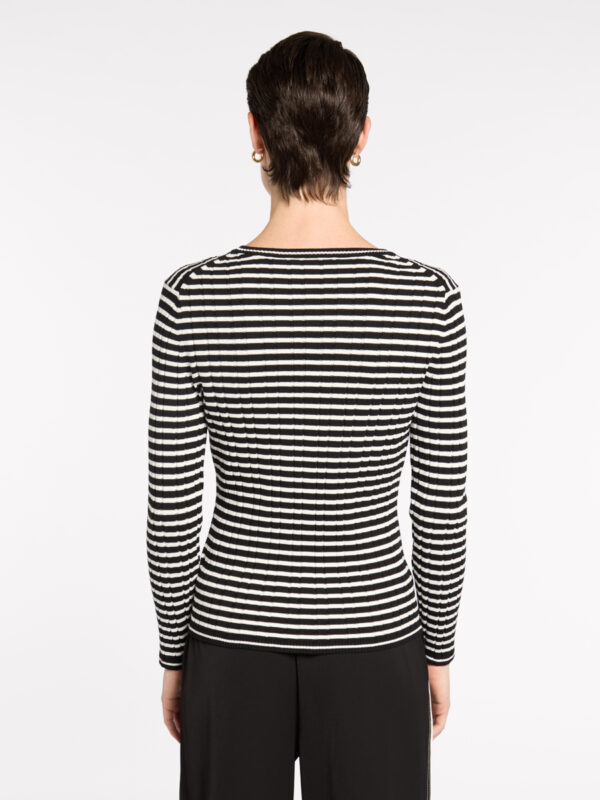 Marco Polo - Fine Stripe Rib Knit YTMP3623 - Black/Ivory - Image 3