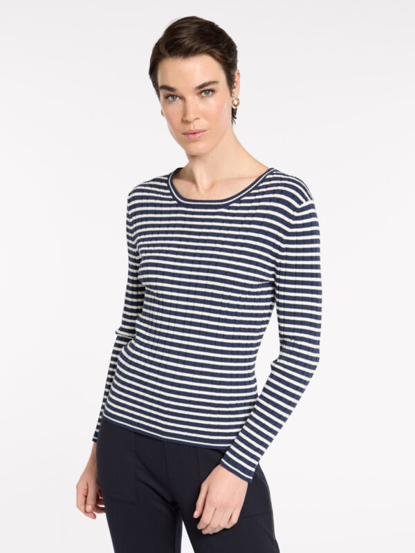 Marco Polo - Fine Stripe Rib Knit YTMP3623 - Navy/ Ivory