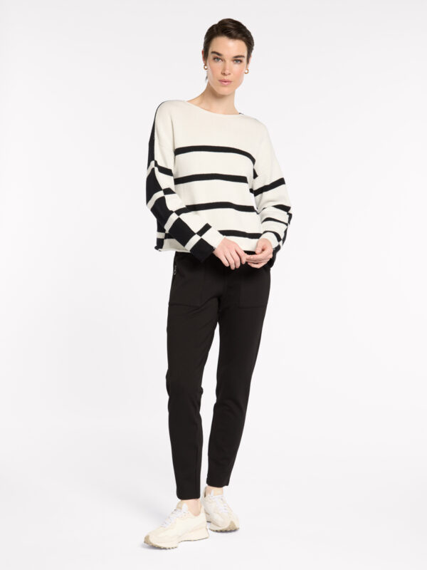 Marco Polo - Reversible Stripe Knit YTMP3631 - Ivory/Black