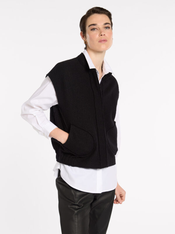 Marco Polo - Boxy Boiled Wool Vest YTMP3633 - Black - Image 2