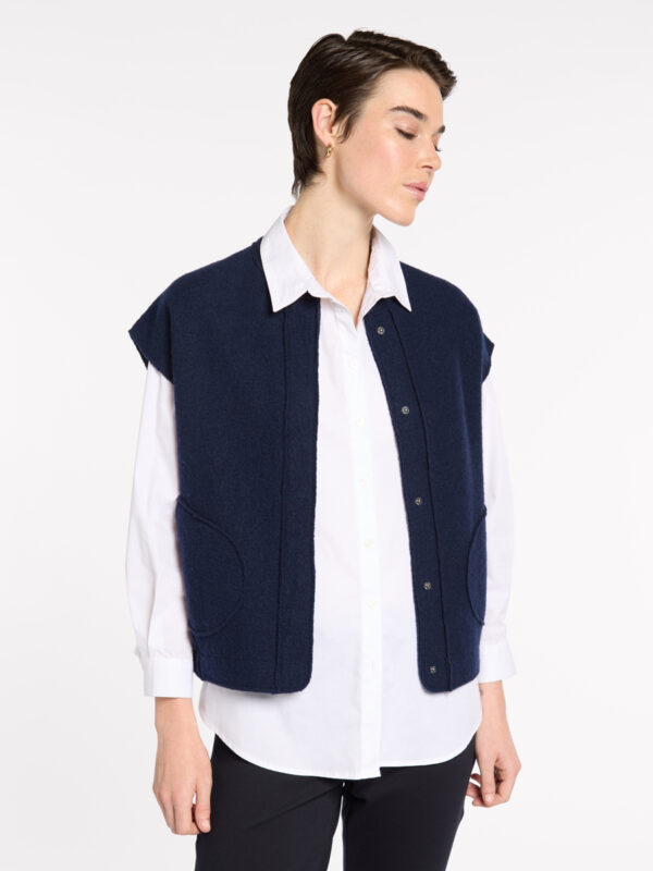 Marco Polo - Boxy Boiled Wool Vest YTMP3633 - Navy