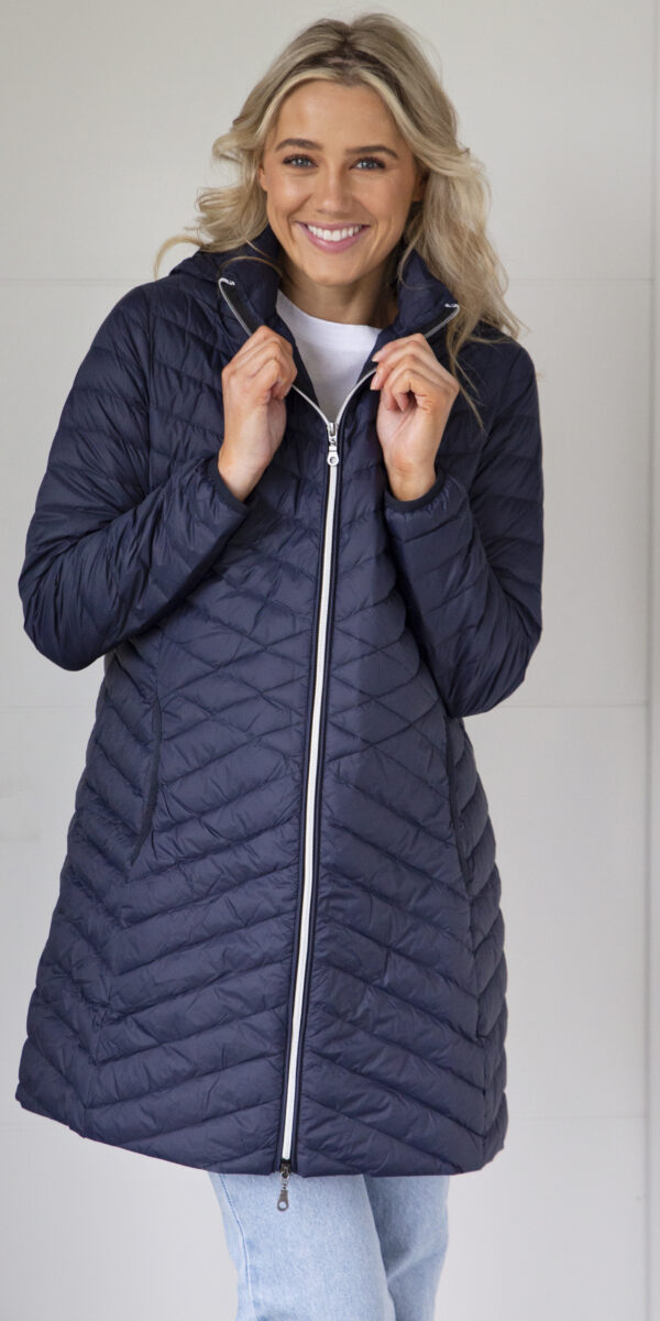 White On Black - Long Down Jacket 1488 - Navy