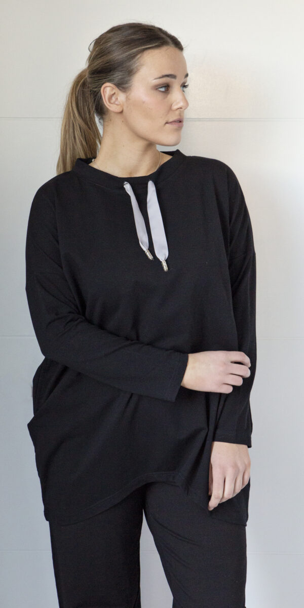 White On Black - Long Sweat  PHW-60 - Black