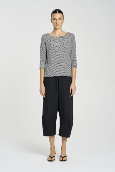 MELA PURDIE-Relaxed Boat Neck -Black/White Stripe F537 2630