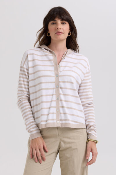 LD+Co Multi Stripe Hoodie LC7776 Taupe