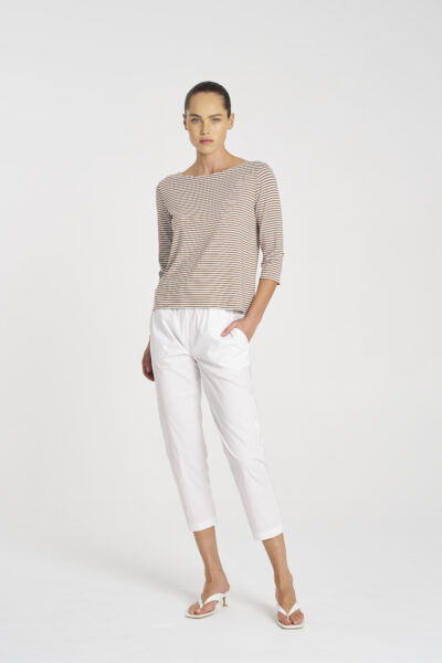 Mela Purdie - Relaxed Boat Neck F538 2630 -Yacht Stripe - Marine/White