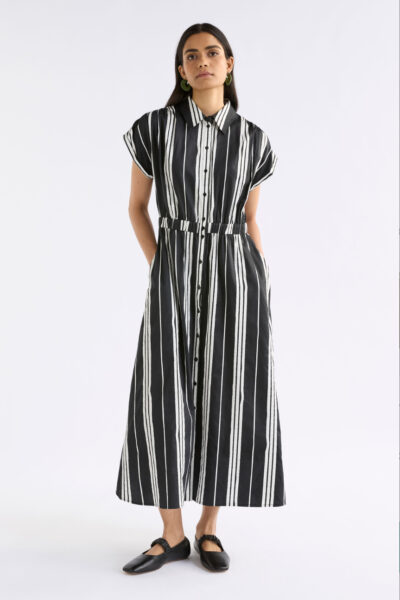 ELK- Reza Shirt Dress - Fez Black Stripe A1371B