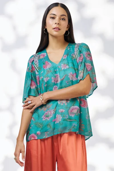 Loobie’s Story - Anaphora Blouse LS3114 - Aqua Multi