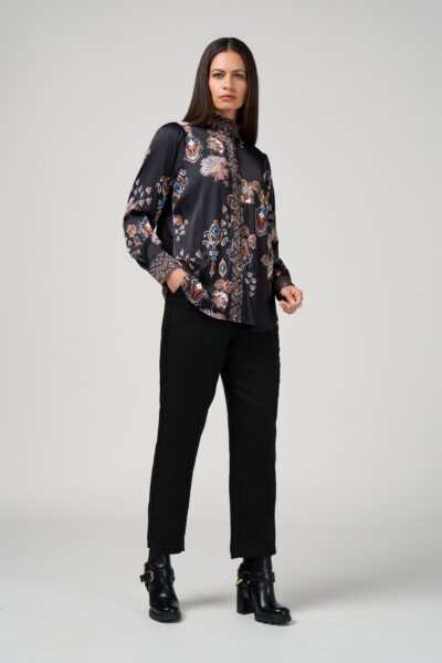 Loobie’s Story - Gilded Lotus Shirt LS3237G - Black Multi