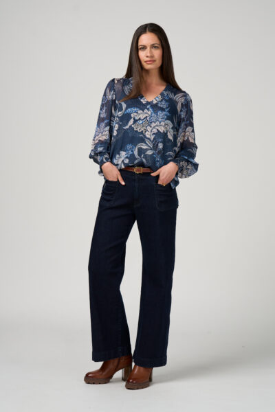 Loobie’s Story - Casella Top LS3258 - Denim Multi