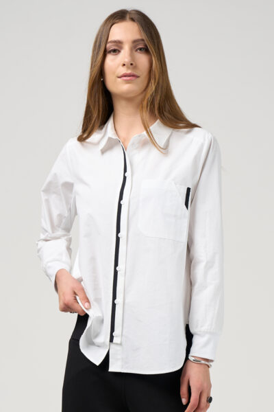 Madly Sweetly – Mixed Media Shirt MS1828 – White