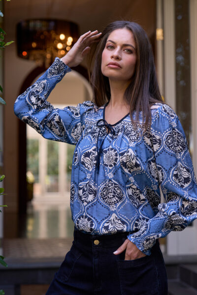 Loobie’s Story – Taj Mahal Blouse LS3206 – Chambray Multi