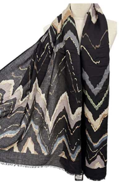 Frontline Scarf-Abstract Chevron -26409-8 Black