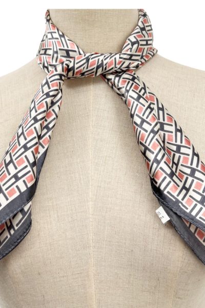 Frontline-Silk blend Neck Scarf - Pink/Grey Brick Pattern - 33402-2