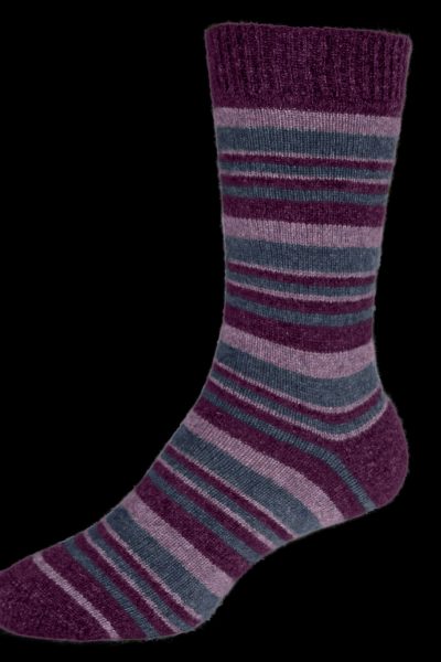 Noble Wilde - Mini Stripe Sock - Mauve Base