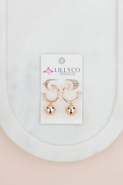 LillyCo - Rose Gold-Plated Removable Ball Earrings