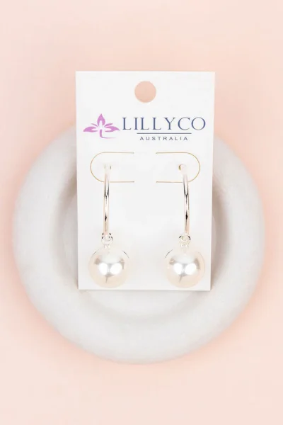 LillyCo - Silver Reversable Pearl & Metal Earrings