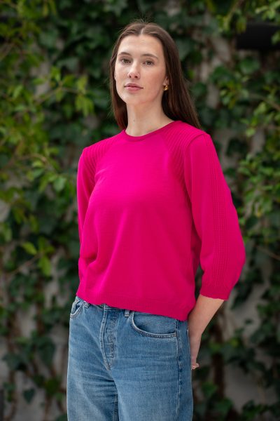Country Laine – CL0119 Rib Shoulder Jumper – Fuchsia