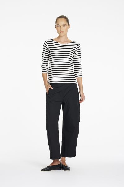 Mela Purdie - Relaxed Boat Neck F541 2630 - White/ Black Stripe