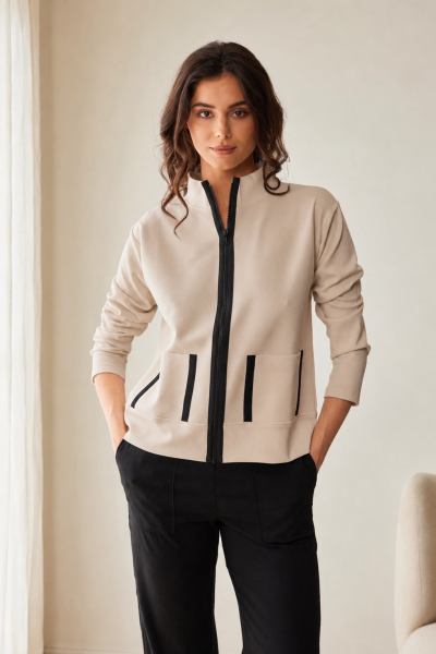 Peruzzi - Contrast Pocket Jacket S26174 - Sand/Black