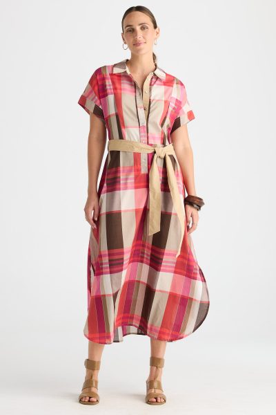 Zacket & Plover - Checkered Dress ZP8849 - Toast