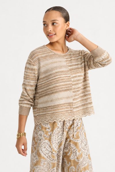 LD&CO - Mixed Lace Top LC8871 - Natural
