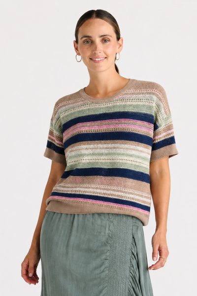 LD&CO - Stripe Lace Top LC8872 - Natural