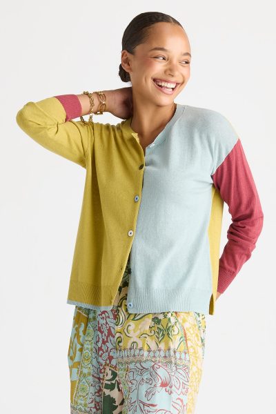 LD&CO - Colour Block Cardi LC8869 - Acacia