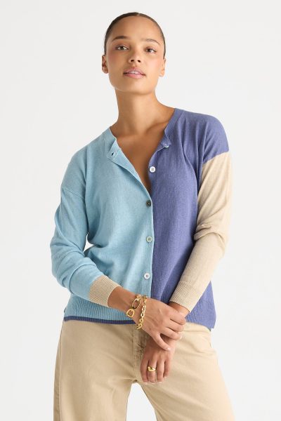 LD&CO - Colour Block Cardi LC8869 - Opal