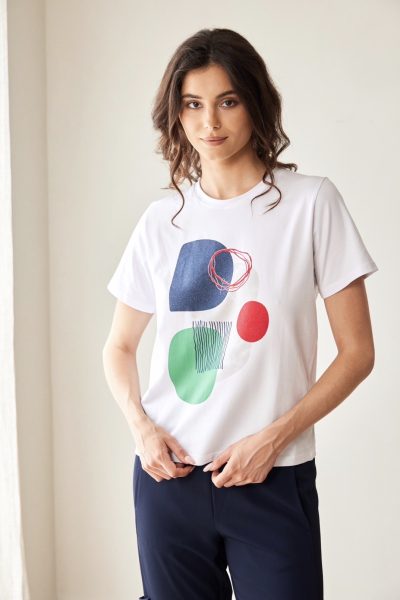 Peruzzi - Circle Print T Shirt S26221 - White