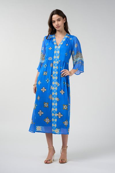 PRE SALE - Loobie’s Story - Dambulla Midi Dress LS3308 - Azure Multi